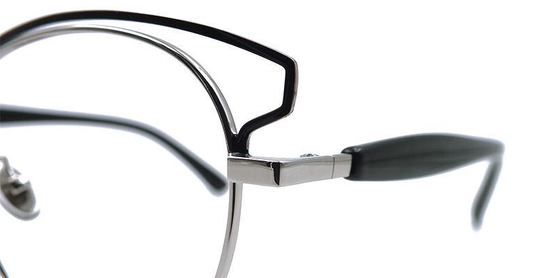 Cateye Black/Silver Glasses | Zeelool Glasses4