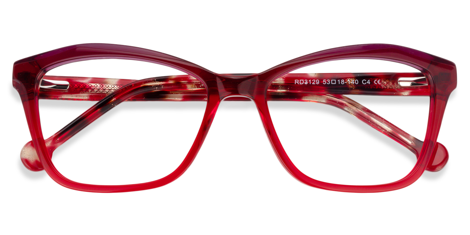 Rectangle Red Glasses | Zeelool Glasses1