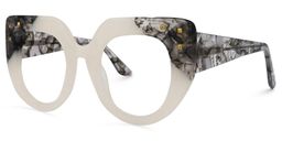 Kitione Cateye White Glasses1