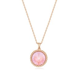 Beautiful Elegant Pink Pendant Rose-Gold Necklace0