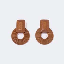 Vintage Wood Brown Earrings1