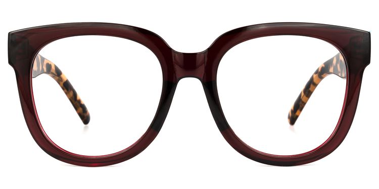Harrell Dark-Red Square Glasses