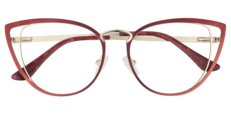 Cateye Red&Gold Glassess | Zeelool Eyeglass Frames3
