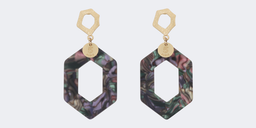 Vintage Hexagon Shaped Purple Stripe Earrings2