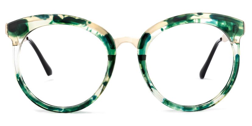 Penny Round Green-Floral Glasses