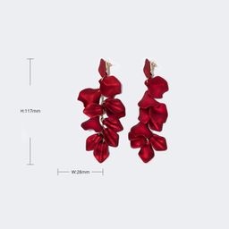 Stylish Exaggerated Rose Petal Red Earrings3