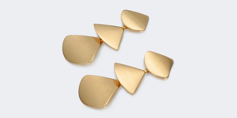 Stylish Glossy Sector shaped Gold Earrings