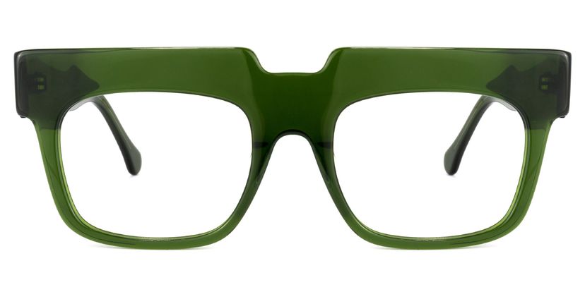 Travis Square Dark-Green Glasses