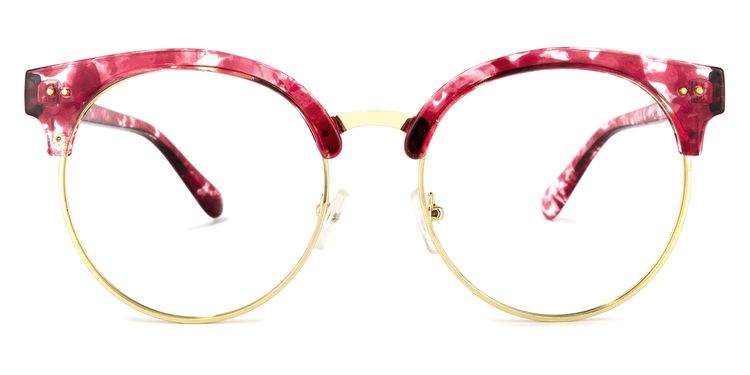 Tatiana Browline Red-Floral Glasses