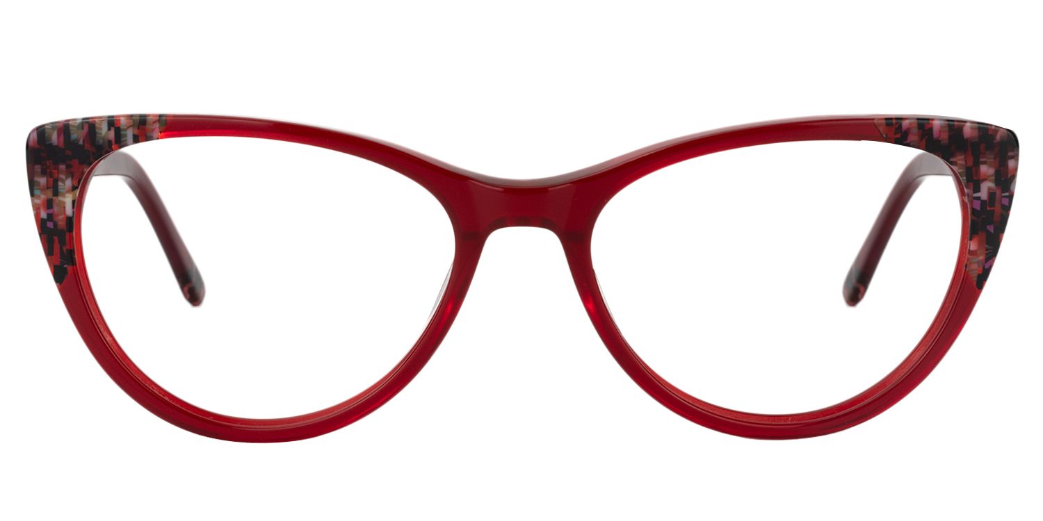 Cat Eye Dark Red Glasses | Zeelool Glasses0