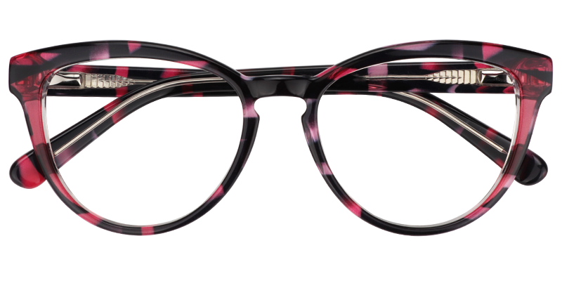 Round Red Floral Glasses | Zeelool Eyeglass Frames1