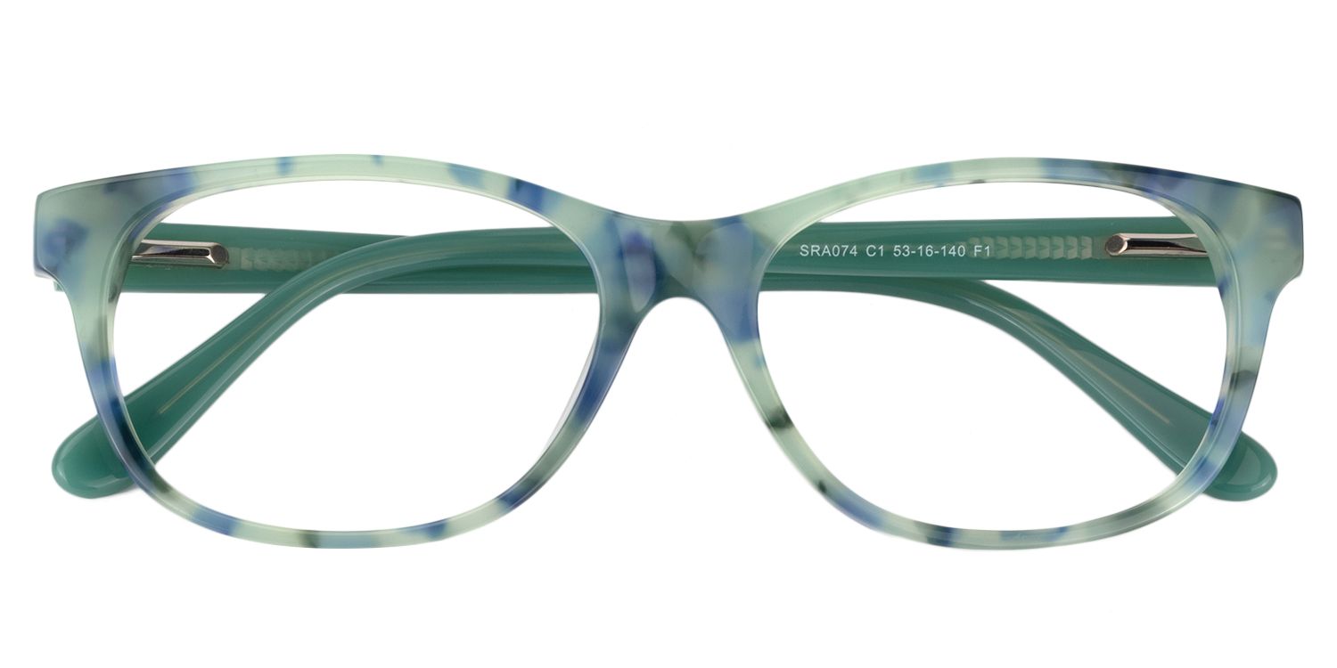 Rectangle Green Floral Glasses | Zeelool Glasses1