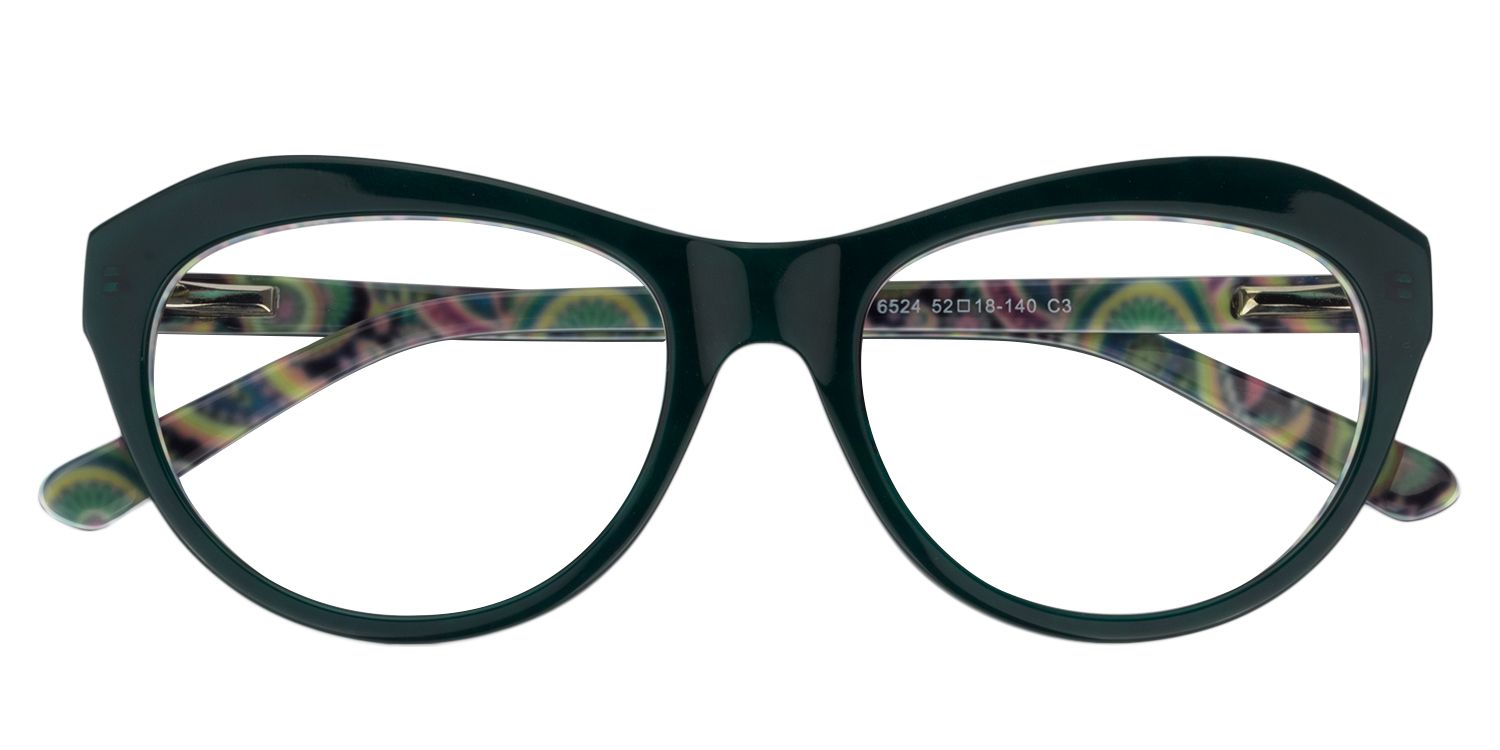 Browline Dark Green Glasses | Zeelool Glasses1