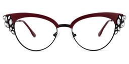 Hearn Cat Eye Dark-Red Glasses0