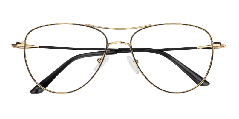 Aviator Black-Gold Glasses | Zeelool Eyeglasses1
