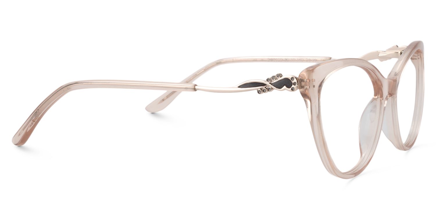 Cat Eye Beige Clear Glasses | Zeelool Glasses4