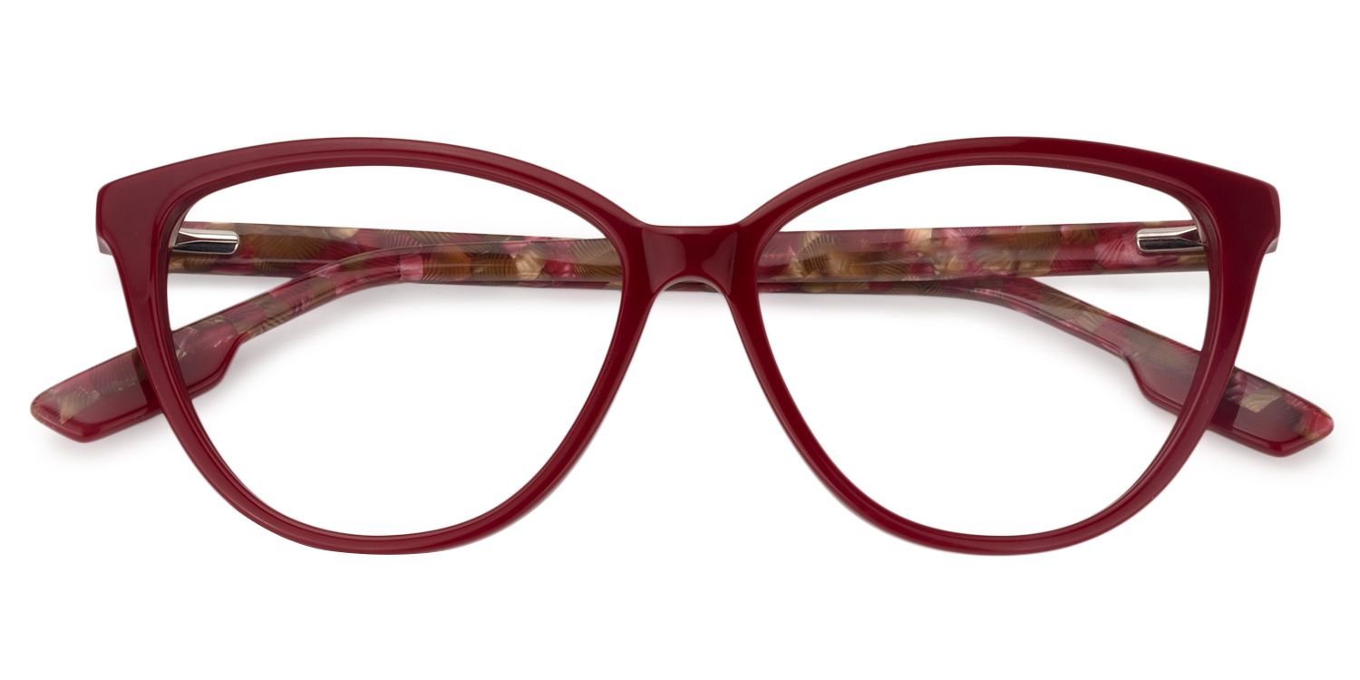 Cat Eye Dark Red Glasses | Zeelool Glasses1