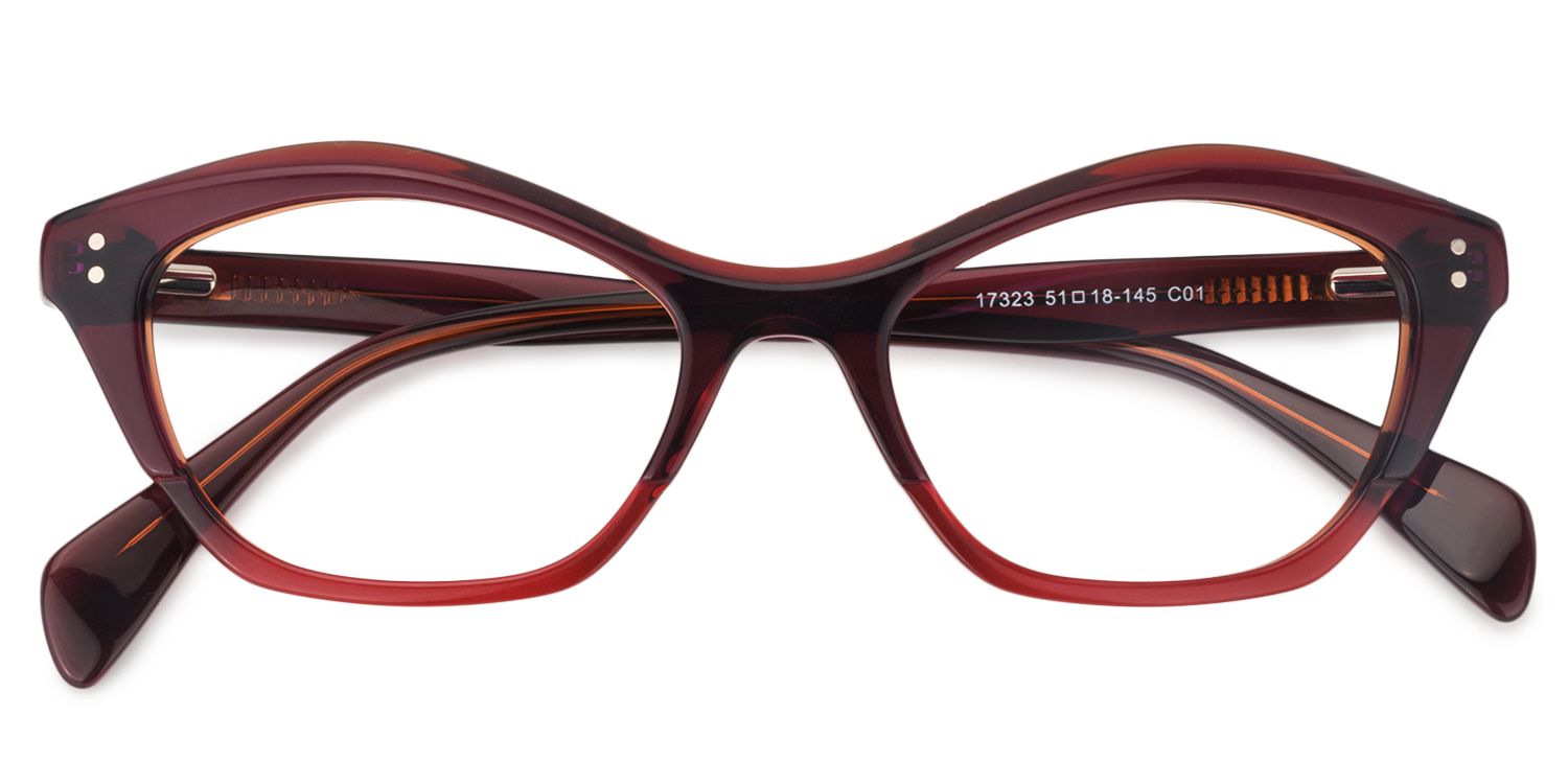 Cat Eye Dark Red Glasses | Zeelool Glasses1