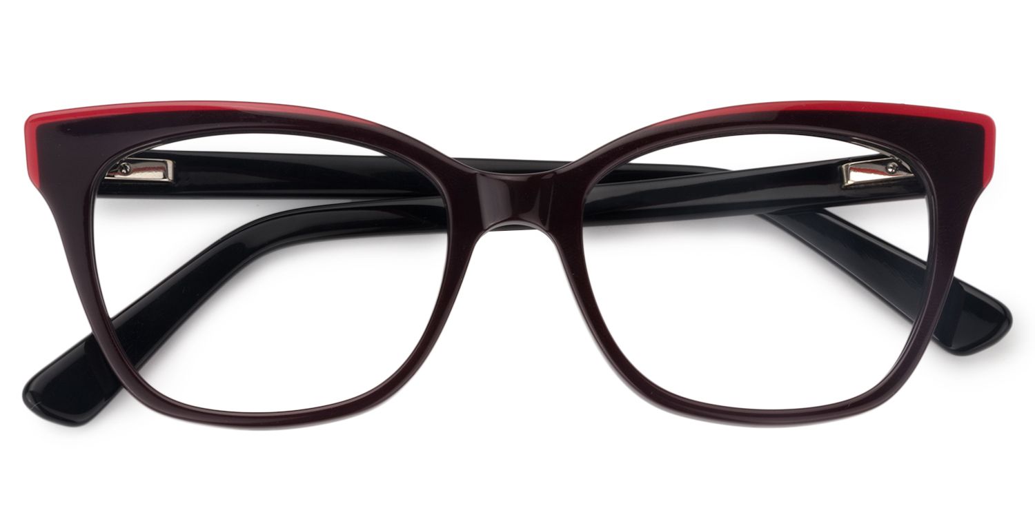 Square Dark Red Glasses | Zeelool Glasses1