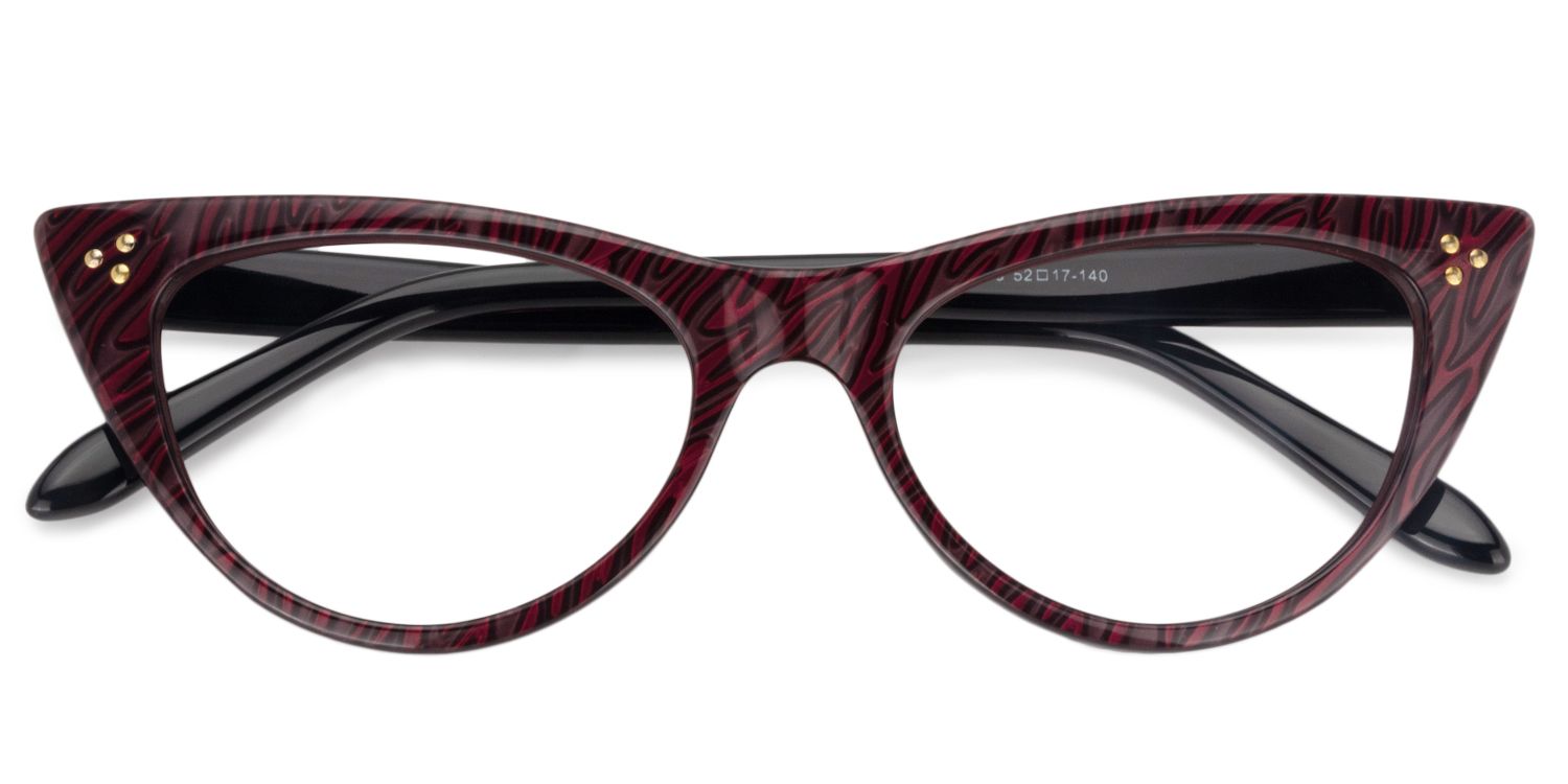 Cat-Eye Dark-Red Glasses | Zeelool Glasses1