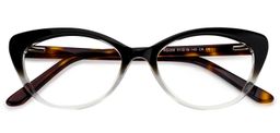 Chloris Cat Eye Black Clear Glasses1