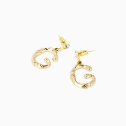 Stylish Letter G Shape Gold Earrings0