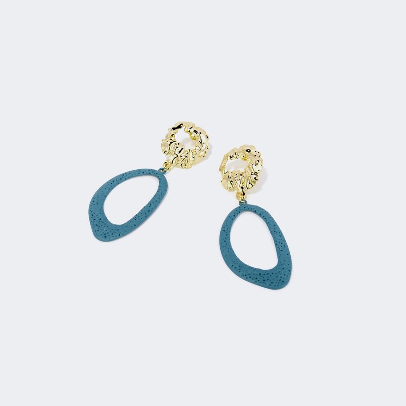Stylish Geometric Blue Earrings