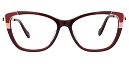 Queena Rectangle Red Glasses0