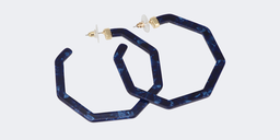 Vintage Octagon shaped Dark Blue Earrings0