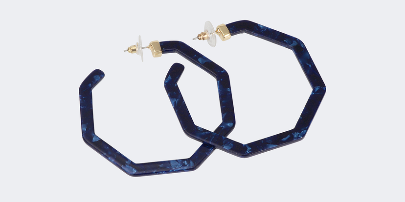 Vintage Octagon shaped Dark Blue Earrings