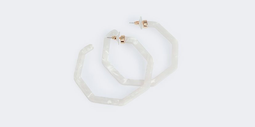 Vintage Octagon shaped White Earrings