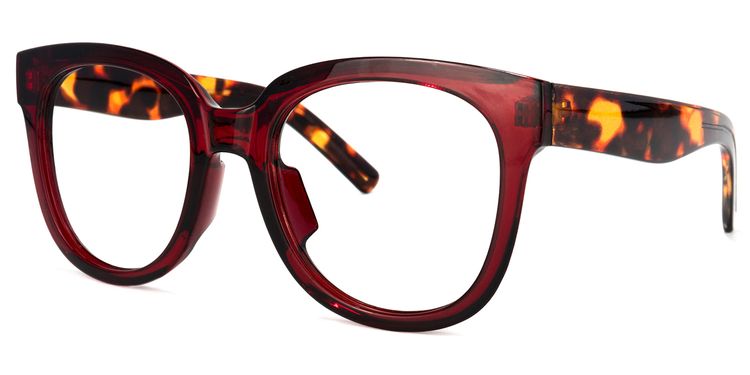 Harrell Square Dark-Red Glasses