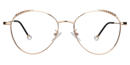 Abiola Round Gold Glasses0