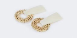 Stylish Weave Round Shaped Ivory White Earrings0