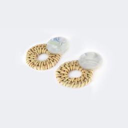 Stylish Weave Round Shaped Pale White Earrings0