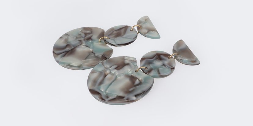 Stylish Geometric shaped Gray Floral-print Earrings