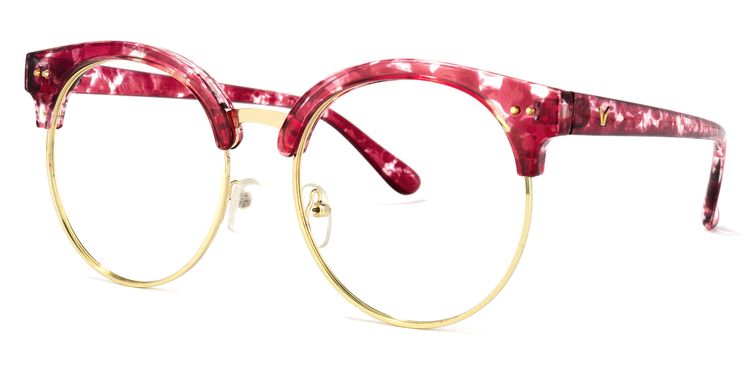 Tatiana Browline Red-Floral Glasses