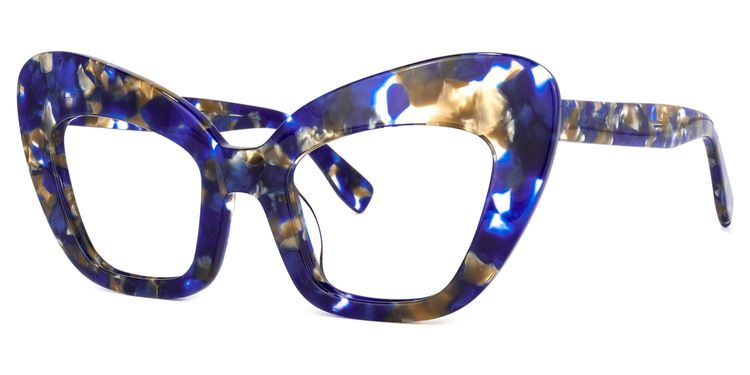 Tristan Cateye Blue-Floral Glasses