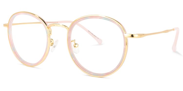 Yahya Round Gold-Pink Glasses