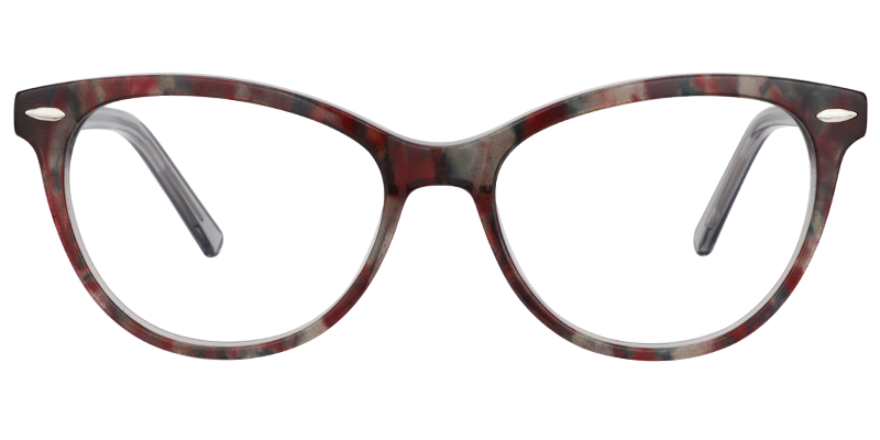 Kelsey Cateye Red-Gunmetal Glasses