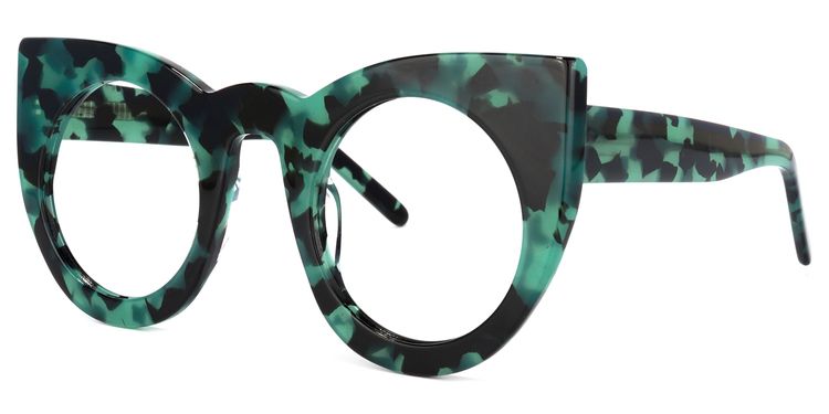 Ophelia Cateye Green-Floral Glasses