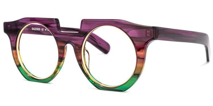 Mckoy Geoemtric Purple-Green Glasses