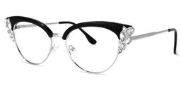 Hearn Cat Eye Black-Silver Glasses1