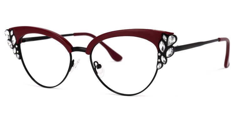 Hearn Cat Eye Dark-Red Glasses