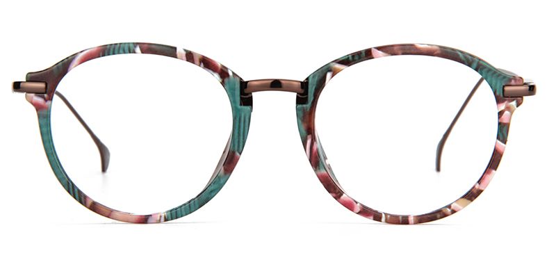 Anemone Round Green-Floral Glasses 