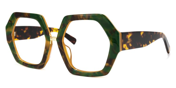 Otero Geometric Green-Floral Glasses