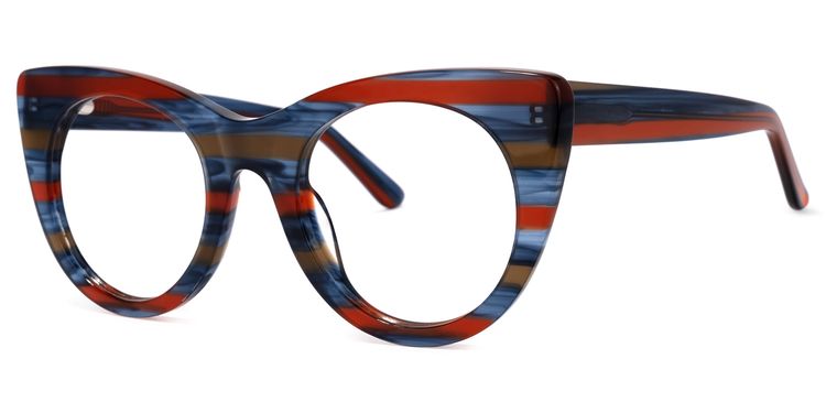 Aronia Cateye Blue-Red Glasses