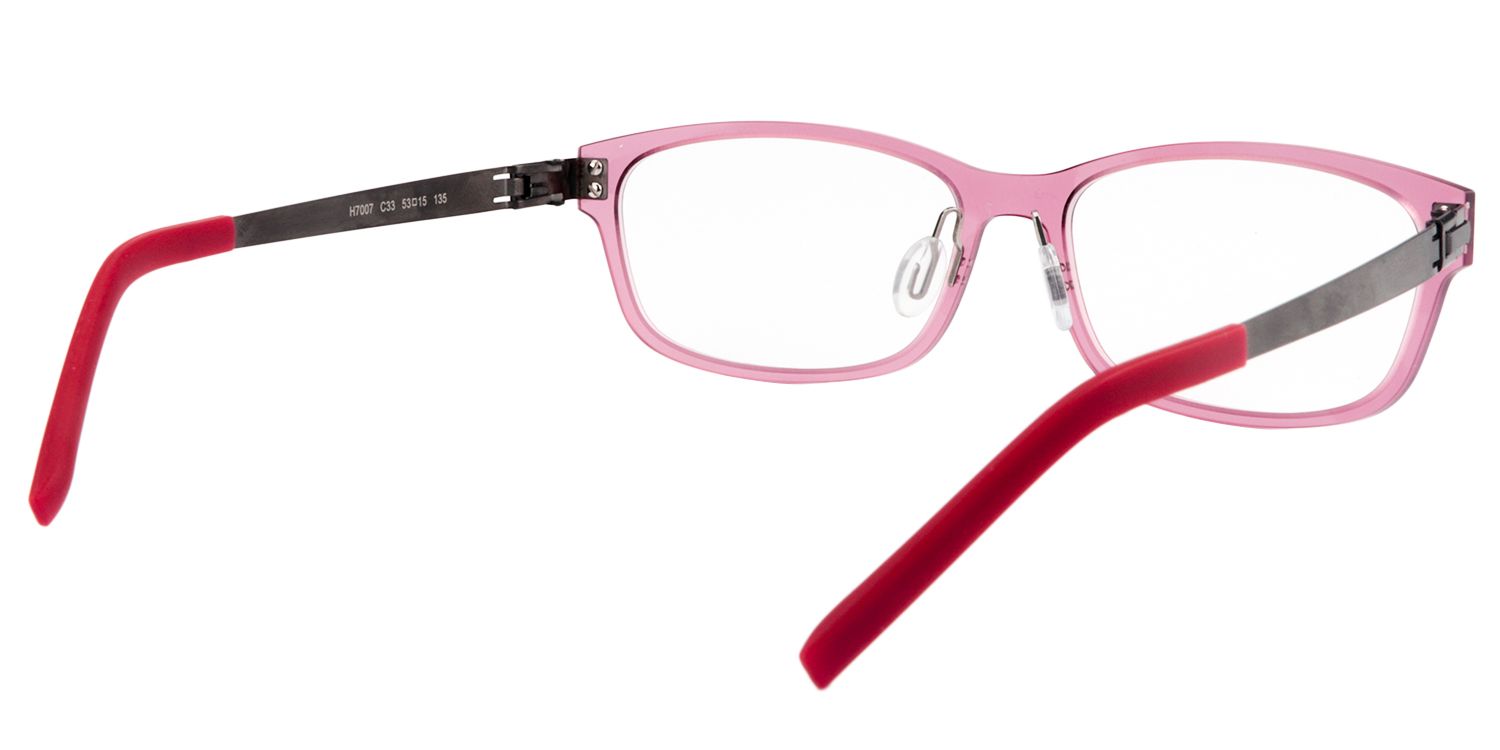 Rectangle Red-Pink Glasses | Zeelool Glasses5