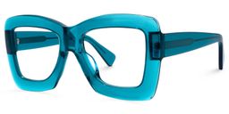 Serenity Square Peacock-Blue Glasses1