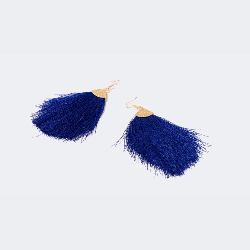 Vogue Bohemian Style Feather Shape Blue Earrings
